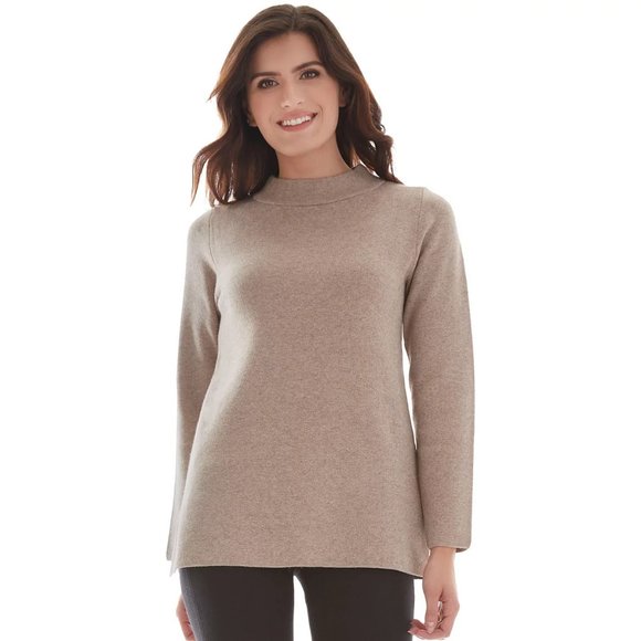 Apt. 9® Funnel Neck Pullover Sweater in Heathered Taupe - Picture 1 of 6